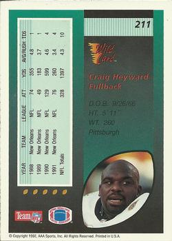 1992 Wild Card #211 Craig Heyward Back