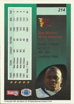1992 Wild Card #214 Eric Martin Back