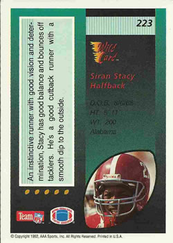 1992 Wild Card #223 Siran Stacy Back