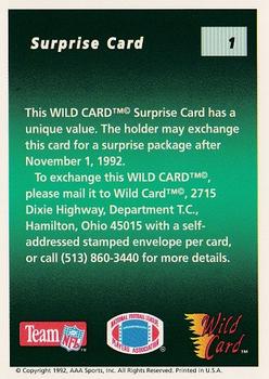1992 Wild Card #1 Surprise Card Back