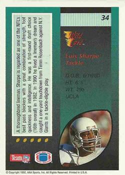1992 Wild Card #34 Luis Sharpe Back