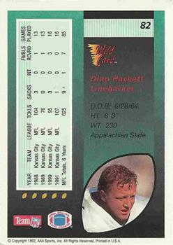 1992 Wild Card #82 Dino Hackett Back