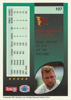 1992 Wild Card #107 Chris Spielman Back