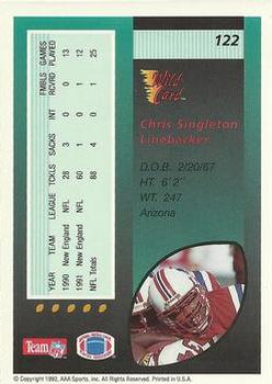 1992 Wild Card #122 Chris Singleton Back