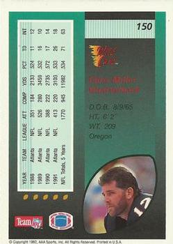 1992 Wild Card #150 Chris Miller Back