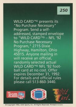 1992 Wild Card #250 Checklist 5: 201-250 Back