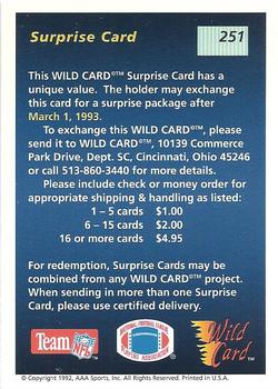 1992 Wild Card #251 Surprise Card Back