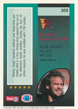 1992 Wild Card #305 Bob Golic Back