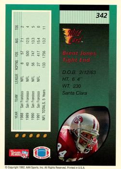 1992 Wild Card #342 Brent Jones Back