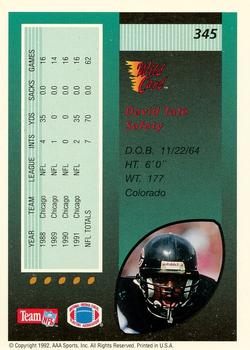 1992 Wild Card #345 David Tate Back