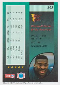 1992 Wild Card #363 Wendell Davis Back
