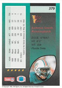 1992 Wild Card #379 Sammie Smith Back
