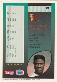 1992 Wild Card #383 Tony Martin Back