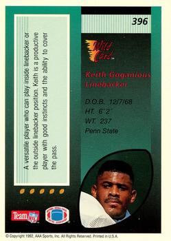1992 Wild Card #396 Keith Goganious Back