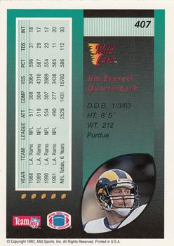 1992 Wild Card #407 Jim Everett Back