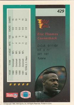 1992 Wild Card #429 Eric Thomas Back