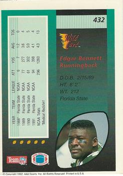 1992 Wild Card #432 Edgar Bennett Back