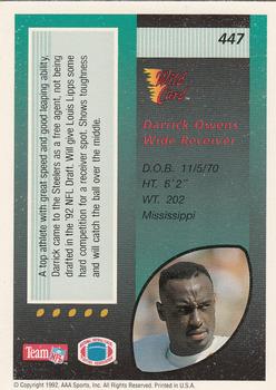 1992 Wild Card #447 Darrick Owens Back