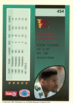 1992 Wild Card #454 Eric Allen Back