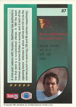 1992 Wild Card #87 Bruce Matthews Back