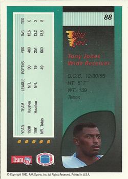 1992 Wild Card #88 Tony Jones Back