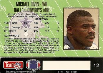 1993 Action Packed #12 Michael Irvin Back