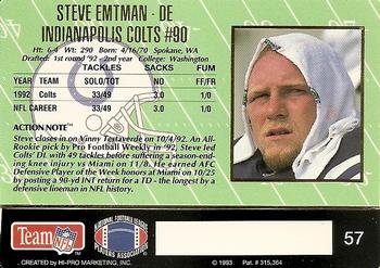 1993 Action Packed #57 Steve Emtman Back