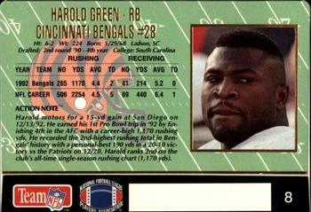 1993 Action Packed #8 Harold Green Back