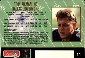 1993 Action Packed #11 Troy Aikman Back