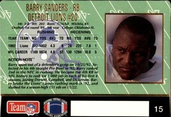 1993 Action Packed #15 Barry Sanders Back