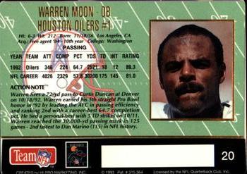 1993 Action Packed #20 Warren Moon Back