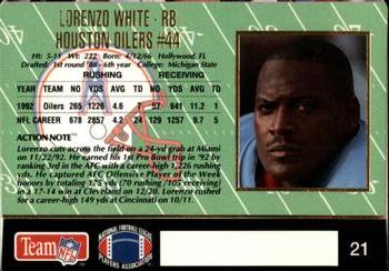 1993 Action Packed #21 Lorenzo White Back