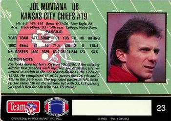 1993 Action Packed #23 Joe Montana Back