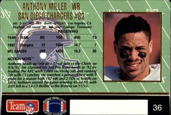 1993 Action Packed #36 Anthony Miller Back