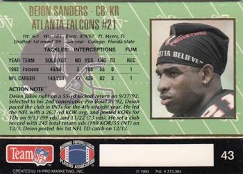 1993 Action Packed #43 Deion Sanders Back