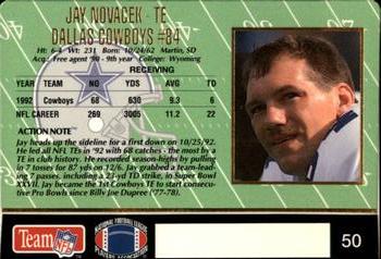 1993 Action Packed #50 Jay Novacek Back