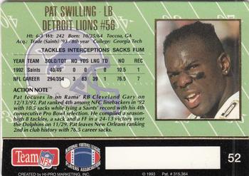 1993 Action Packed #52 Pat Swilling Back