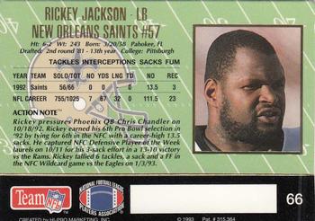 1993 Action Packed #66 Rickey Jackson Back