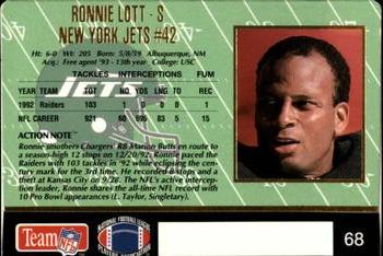 1993 Action Packed #68 Ronnie Lott Back