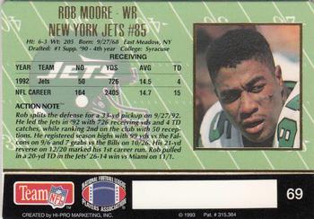 1993 Action Packed #69 Rob Moore Back