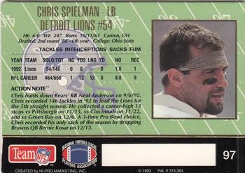1993 Action Packed #97 Chris Spielman Back