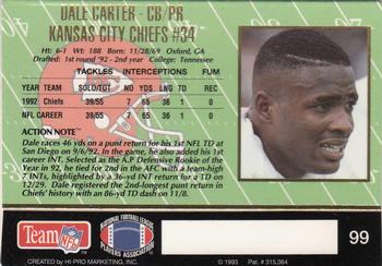 1993 Action Packed #99 Dale Carter Back