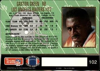 1993 Action Packed #102 Gaston Green Back