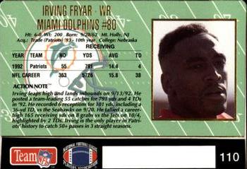 1993 Action Packed #110 Irving Fryar Back