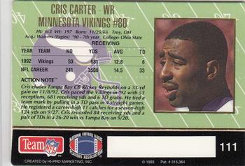 1993 Action Packed #111 Cris Carter Back
