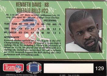 1993 Action Packed #129 Kenneth Davis Back