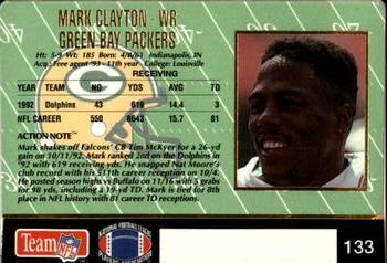 1993 Action Packed #133 Mark Clayton Back