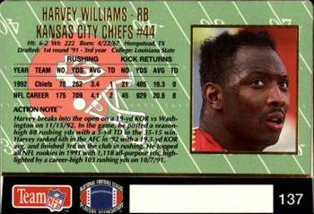 1993 Action Packed #137 Harvey Williams Back