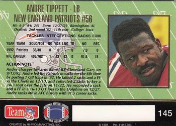 1993 Action Packed #145 Andre Tippett Back