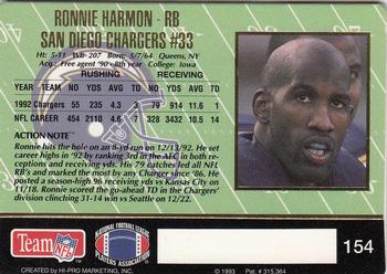 1993 Action Packed #154 Ronnie Harmon Back